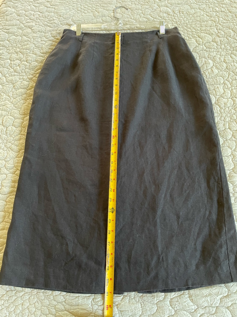 Talbots 100% Irish  Linen Skirt Black Midi Lined Size Petite 16 - Picture 6 of 7